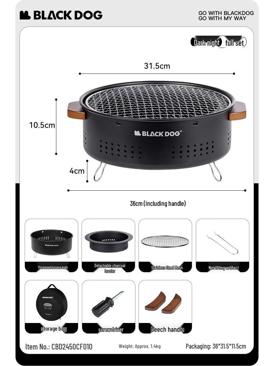 Blackdog Portable Fire Pit & Charcoal Grill with Skewer Rack