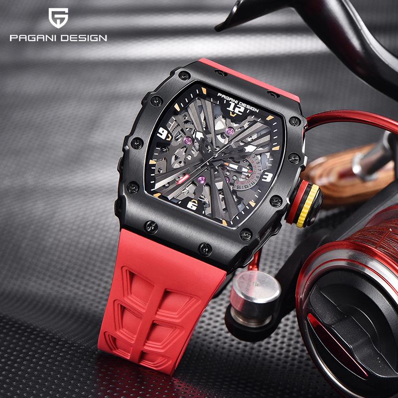 Pagani Design Hochwertige, wasserdichte, leuchtende Quarzuhr in Tonnenform für Herren