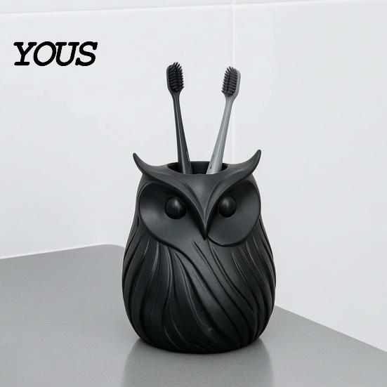 Pen Holder 3D Printed Owl Holder, 2 in 1 Flower Vase Multifunctional Container Desk Organizer, Cute Plastic Makeup Brush Home Office Decor Pencil