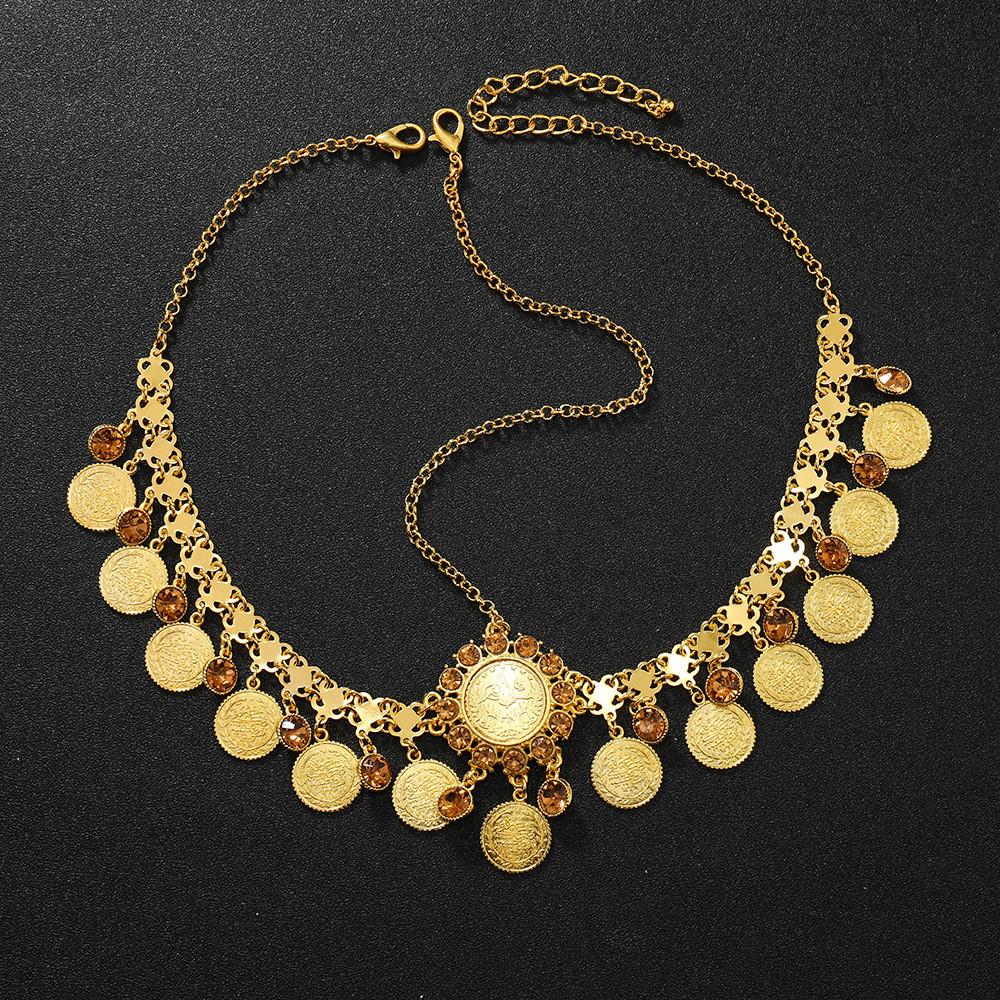 

Simulation Fashion Gemstone Decoration Circular Tassel Design Gold Headwear