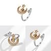 Star Moon Adjustable Ring For Women With Geometric Design And Electroplated Finish