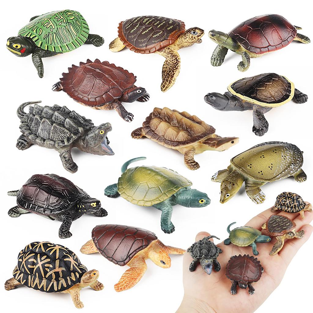 AAGWW 12-Style Animal Model Set, Amphibian Reptile Turtle Decorations, ChristmasNew Year Gift, Kids Toy (Realistic Turtle Model)
