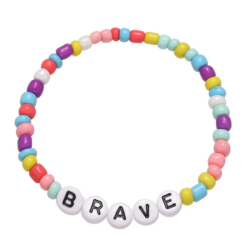 Colorful Beaded Bracelet Rainbow Friendship Bracelet Elastic Stretch Letter Beaded Bracelets for Kids Girls