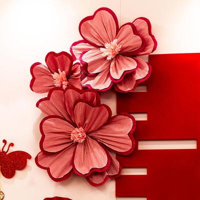 Decoração de Flores de Papel Crepom para Mesa de Cabeceira de Casamento - Flores Artificiais para Parede do Quarto e Decorações de Noivado