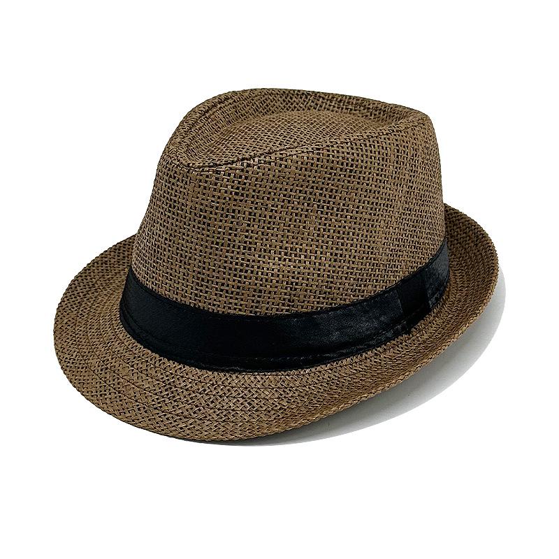 Unisex Woven Straw Fedora Sun Hat - Outdoor Beach Jazz Hat with Sun Protection