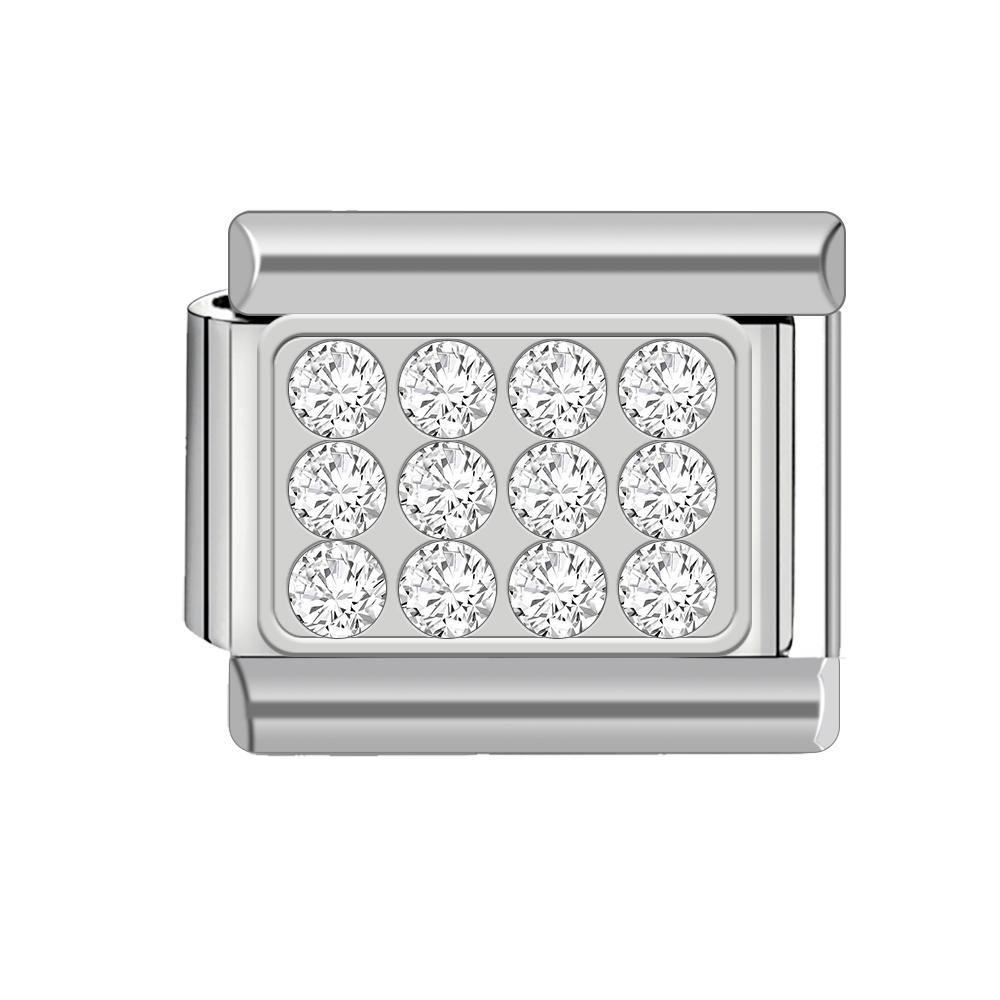 Crystal Series Italian Charm Stainless Steel Bracelet 9mm Diy