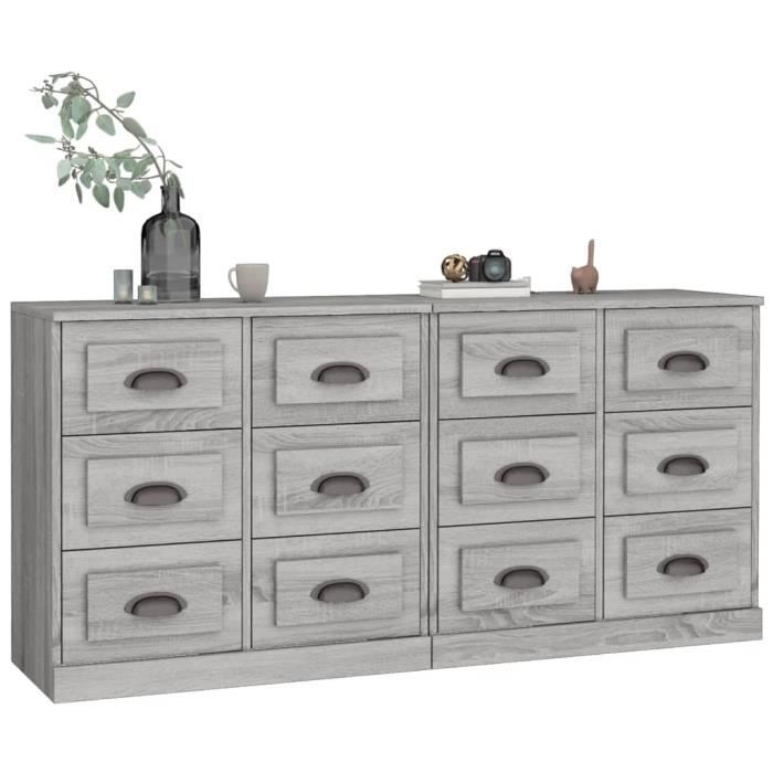 VidaXL Buffets 2 Pcs Sonoma Grey Engineered Wood 3185285