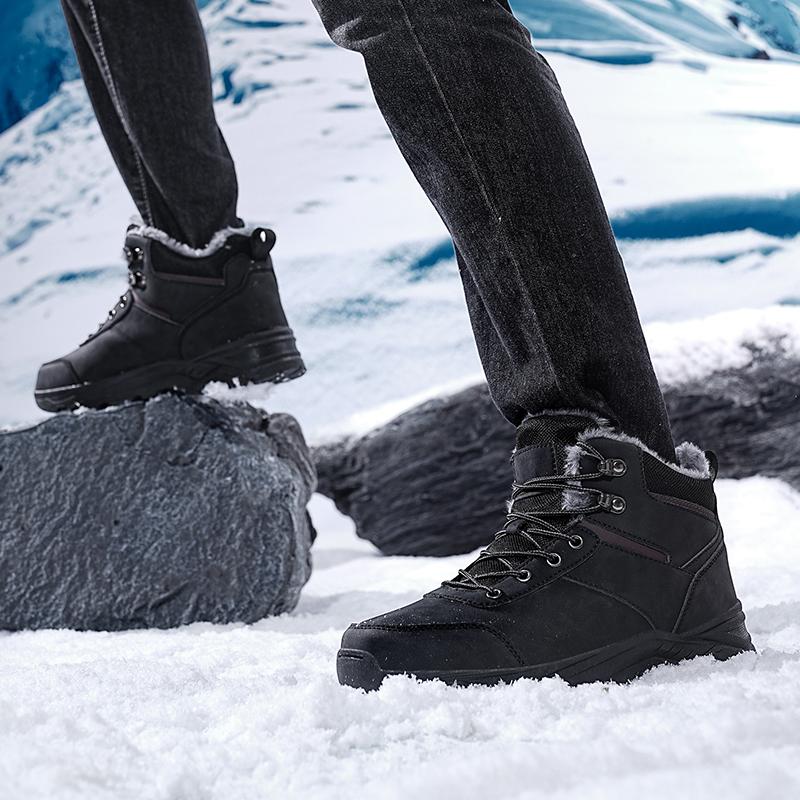TUINANLE Winter Snow Shoes for Men Plush Warm Platform Sneaker Male Waterproof Cotton Climbing Shoes