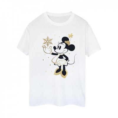 Womens/Ladies Minnie Mouse Snowflake Cotton Boyfriend T-Shirt