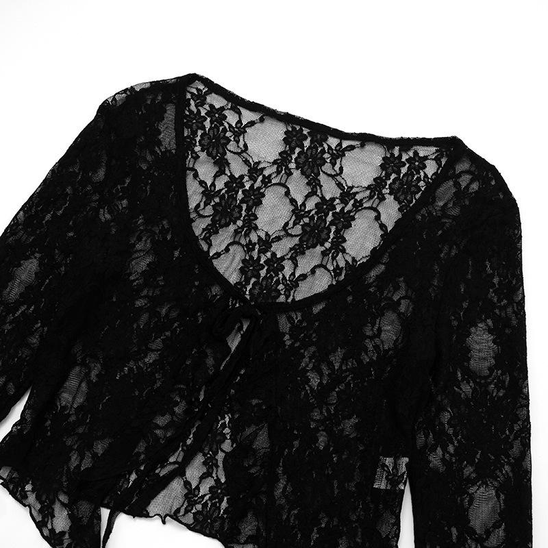 European & American Lace See-through Lace-up Cardigan - Sexy Summer & Autumn Style Top for Women