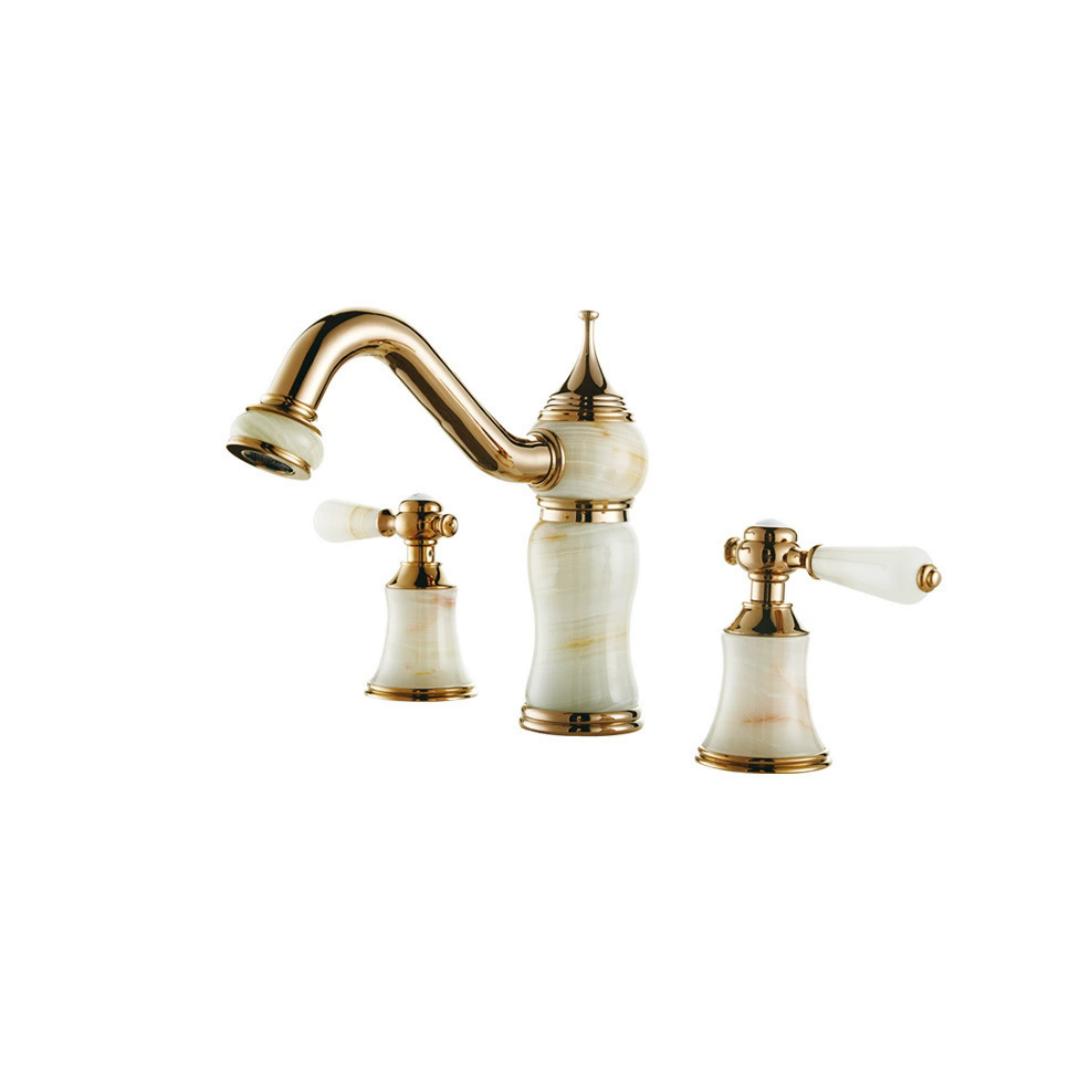 

Rose Gold Bathroom Gold Faucet basin faucet Brass Jade widespread faucet Tap luxury Basin Mixer Hot Cold shower room sink Faucet золотой