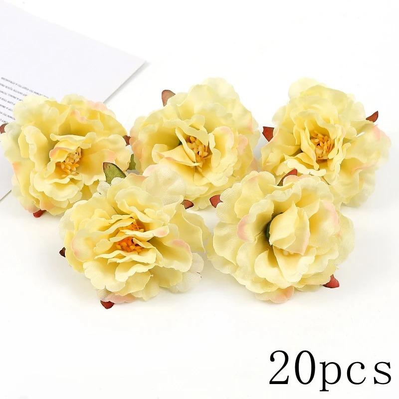 Orange Series Rose Artificial Flower Head Home Room Decoration Living Outdoor Garden Wedding Decor DIY Party Gift Box Accessorie