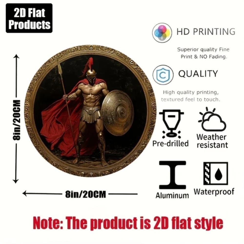 

Spartan Warrior Metal Wall Art Red Cape Shield Aluminum Home Decor 20x20 білий