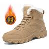 Mode Extérieur Cuir Homme Bottes Slip-on Chaussures à Plateforme Marque de Luxe Homme Hiver Peluche Bottes de Neige Mode Tout-aller Homme Bottes de Motocross