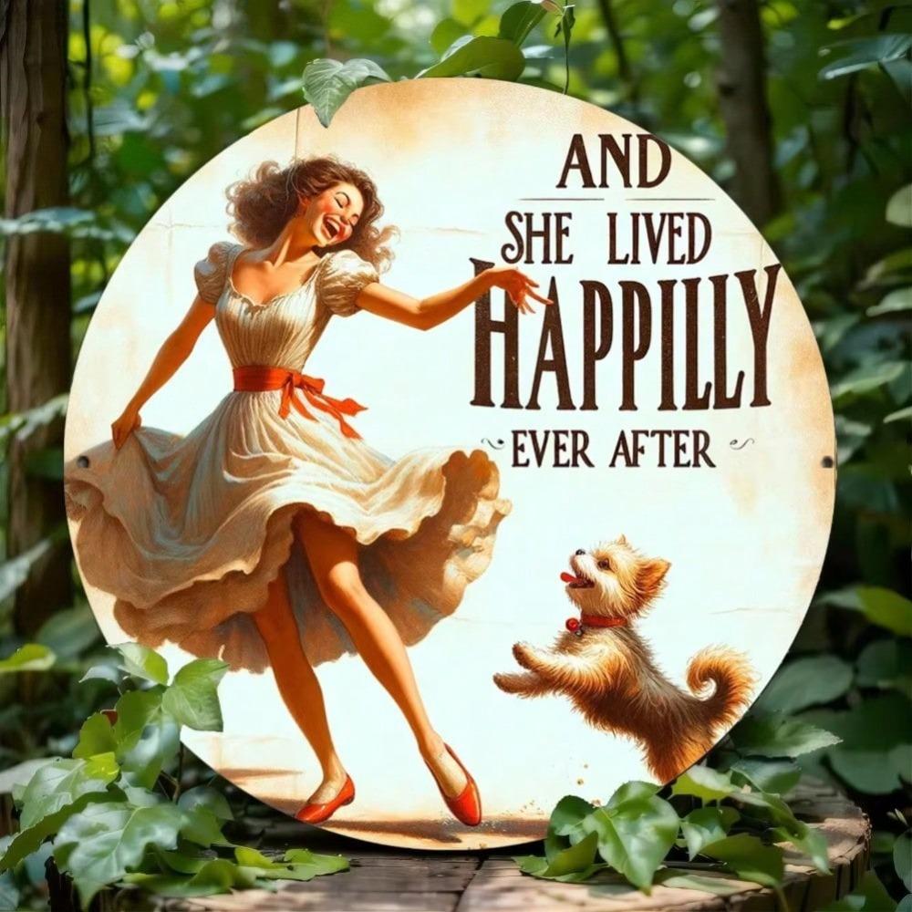Vintage Metal Wall Art Dog Dancing Decor Aluminum Sign Home Decor