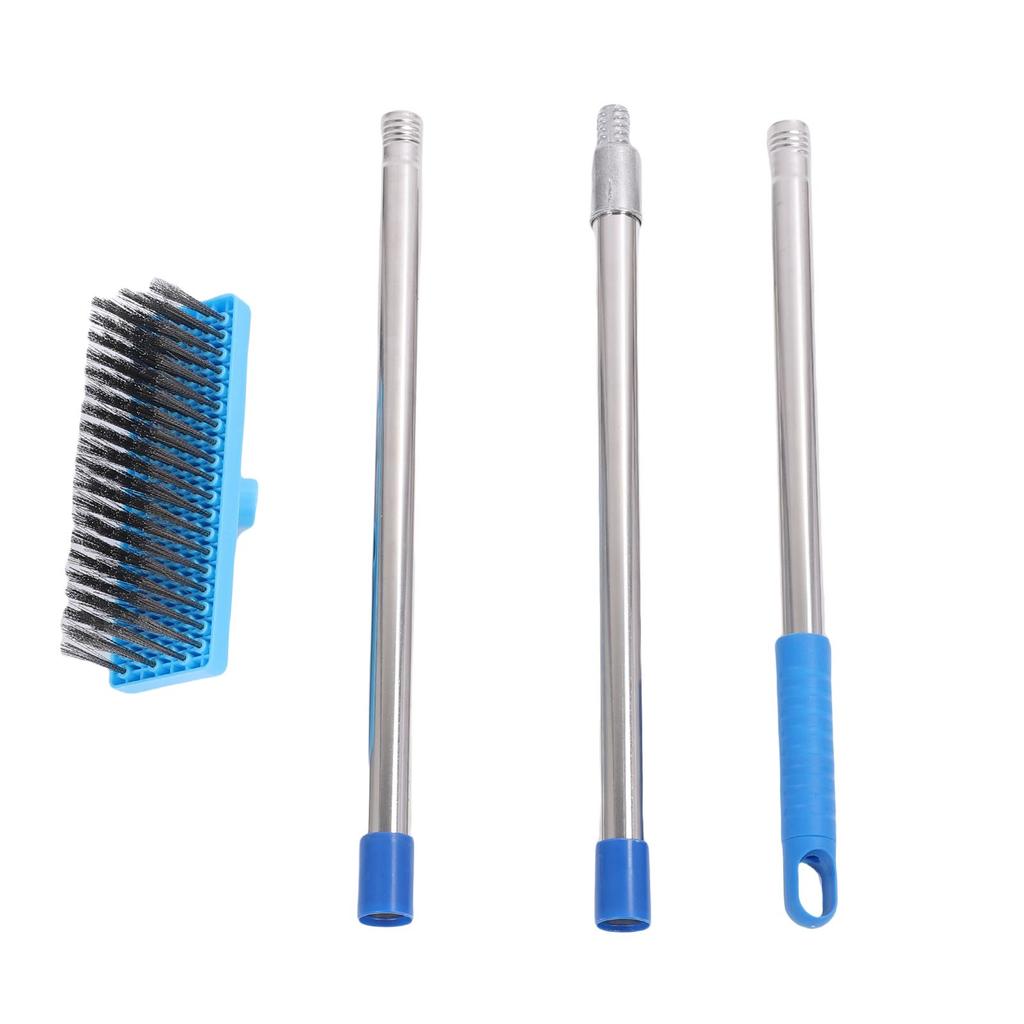20CM Hard Cleaning Brush Telescopic Handle Steel Wire Scrubbing Broom for Grime Moss Removal Outdoor Floor Deck Garden