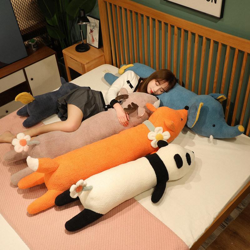 Cartoon Animal Fox Elephant Panda Throw Pillow Plush Toy Doll Girl Sleeping Soothing Long Pillow Rag Doll