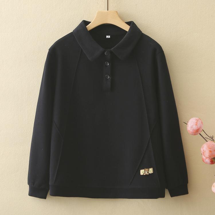 Mama Lässiges Sweatshirt Damen Lockeres Basic-Shirt Frühling Neu Herbstkleidung Mittelalterliche und Ältere T-Shirt Strickoberteil