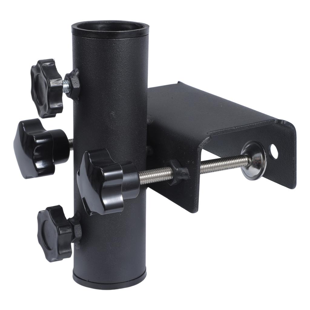 Stable Metal Balcony Railing Mount Parasol Bracket For Outdoor Sun Umbrella Holder With Quick Screw Lock Mechanism