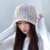 New Bohemian Style Knitted Hat for Women Stacked Hat  Face Showing Small and Versatile Hollow Lace Hat