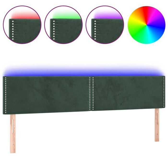 VidaXL Tête de Lit à LED Meuble de Chambre à Coucher Accessoire de Lit Double Tête de Cadre de Lit Intérieur Vert Foncé 3121541