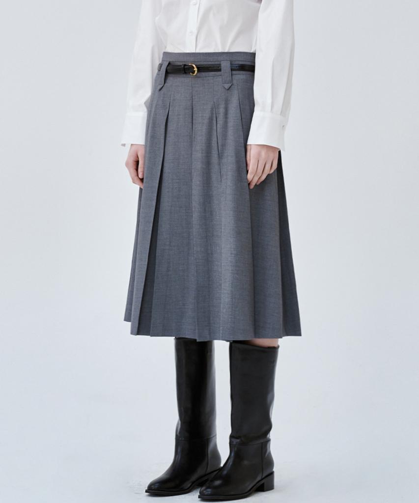 Marop 3113 Pleated Skirt (Dark Gray)