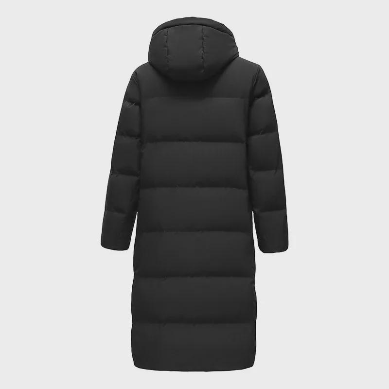 Unisex Long Over-the-Knee Thick White Duck Down Jacket - Winter Chinese Opera Style