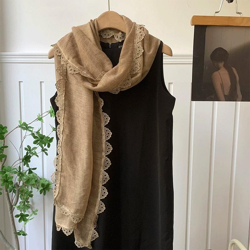 Spring and Autumn 95*185cm Ladies Scarves Lace Edged Shawl Scarf For Women