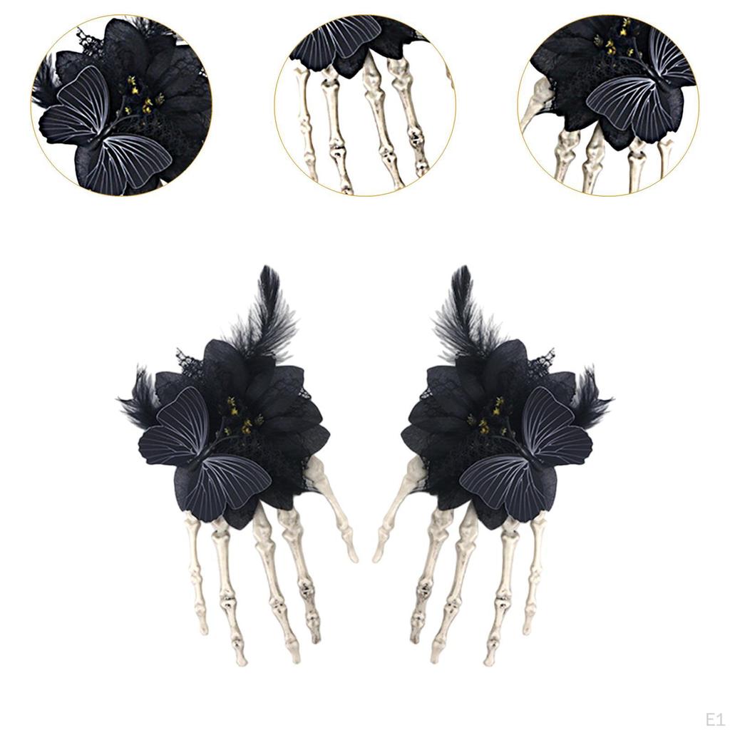 2 Pieces Halloween Hair Clips Barrettes Hairpin Skeleton Hand Jaw for Cosplay