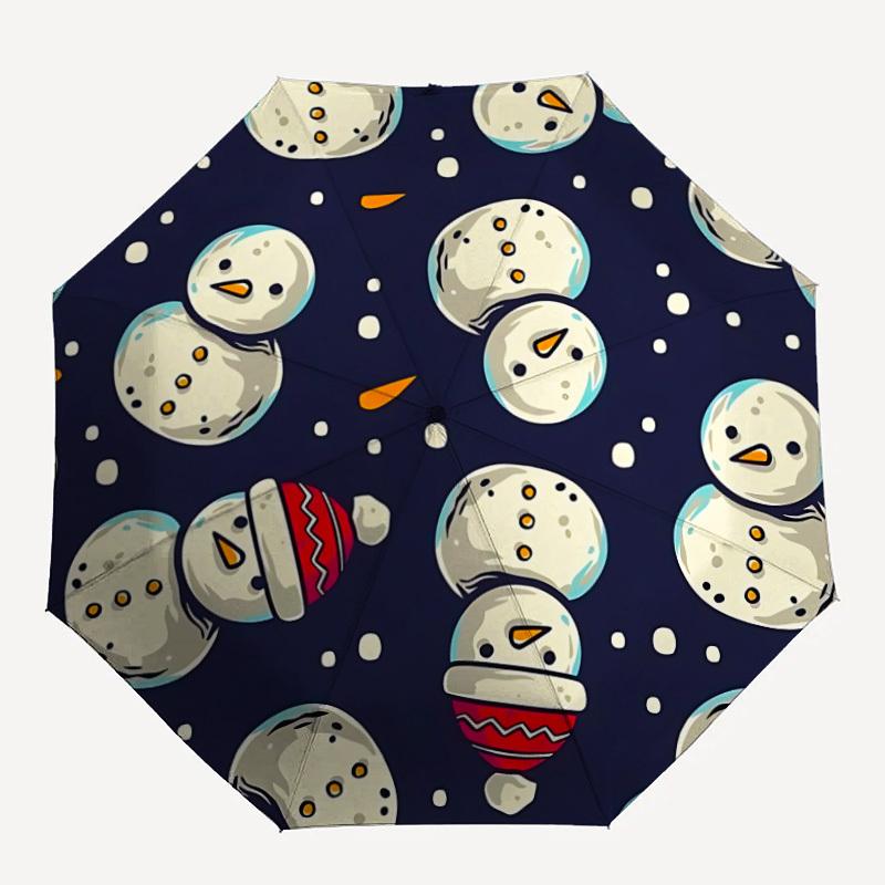 1pc Snowman Pattern Umbrella - 8-Rib Automatic Open/Close, Fashionable Compact Umbrella for Outdoor Adventures yy250813143