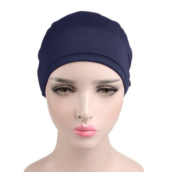 Pălărie cu turban cu decor exagerat de flori pentru femei, cu capotă elastică, de culoare solidă, pălărie pulover, moale, respirabilă, îmbrăcăminte de stradă