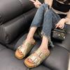 Silver burst pattern platform slippers cork buckle fashion shoes cool slippers summer wear beach shoes