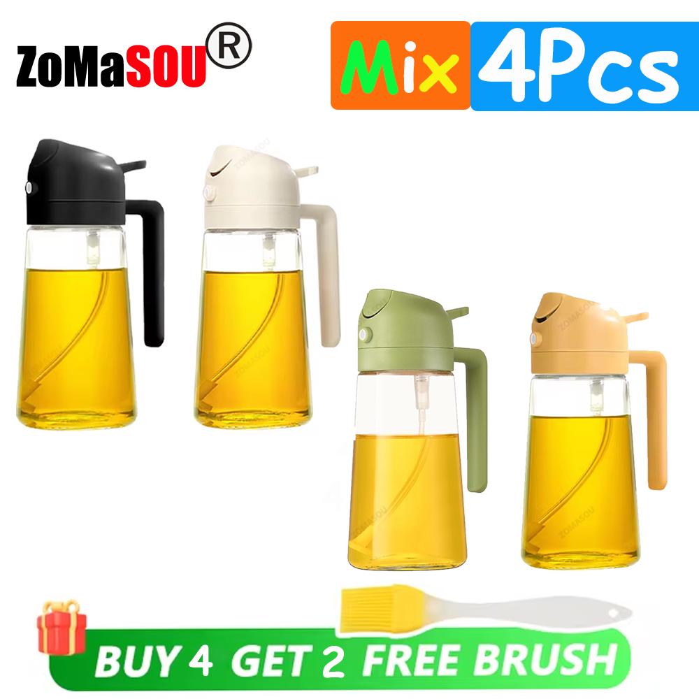 Top 2-in-1 Oil Dispenser Sprayer Pourer Oil Bottle Plastic Oil Container Vaporizer for Kitchen Salad Barbecue Camping Cooking 4