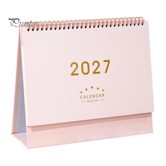 Academic Year Calendar 2027 Desk Calendar, Standing Flip Desktop Minimalist Gold Foil Cover Daily Agenda Monthly Planner, Thick Paper for Note Taking,