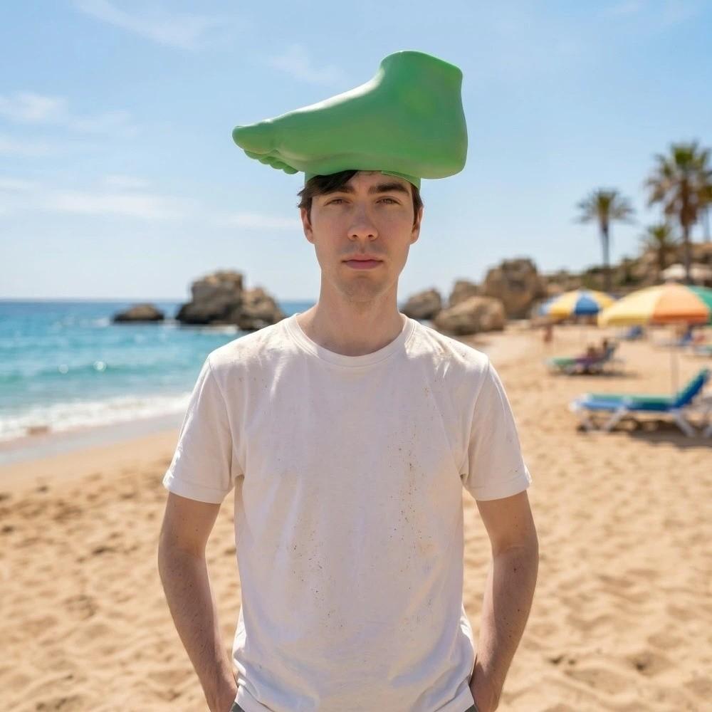 Adjustable Foot Shape Sun Hat 3D Printing Funny Sunshade Cap Foot Shape Headband Summer Season