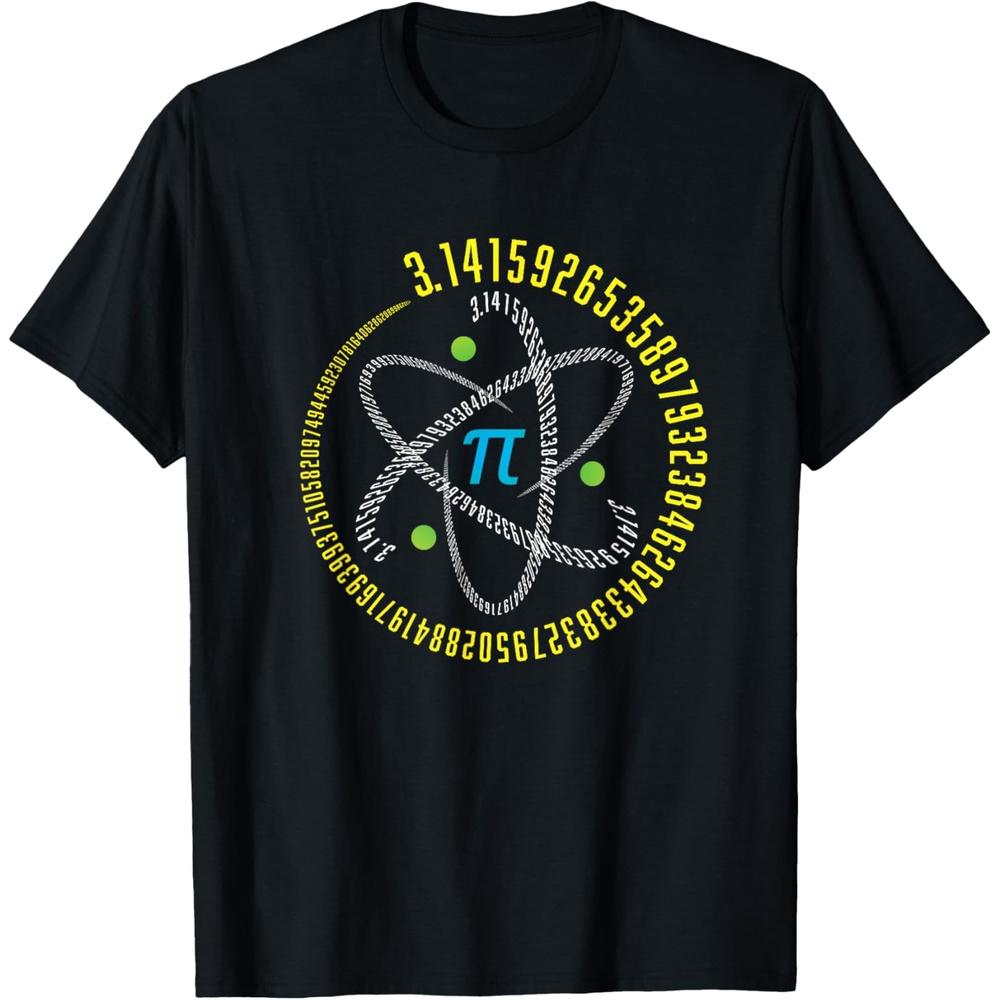 Atom Pi Math Science STEM Gift 3.14 Pi Day Cotton Men T Shirt XL чёрный