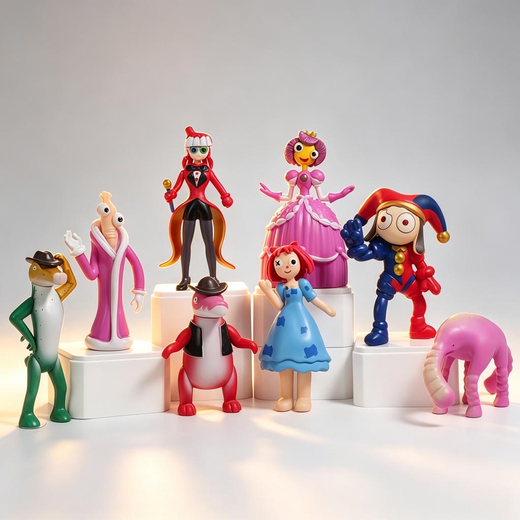 Magical Digital Circus 8 Styles Set Q Version Figurine Models, Rabbit Clown Dolls Cartoon Peripherals Cake Ornaments Toy Models