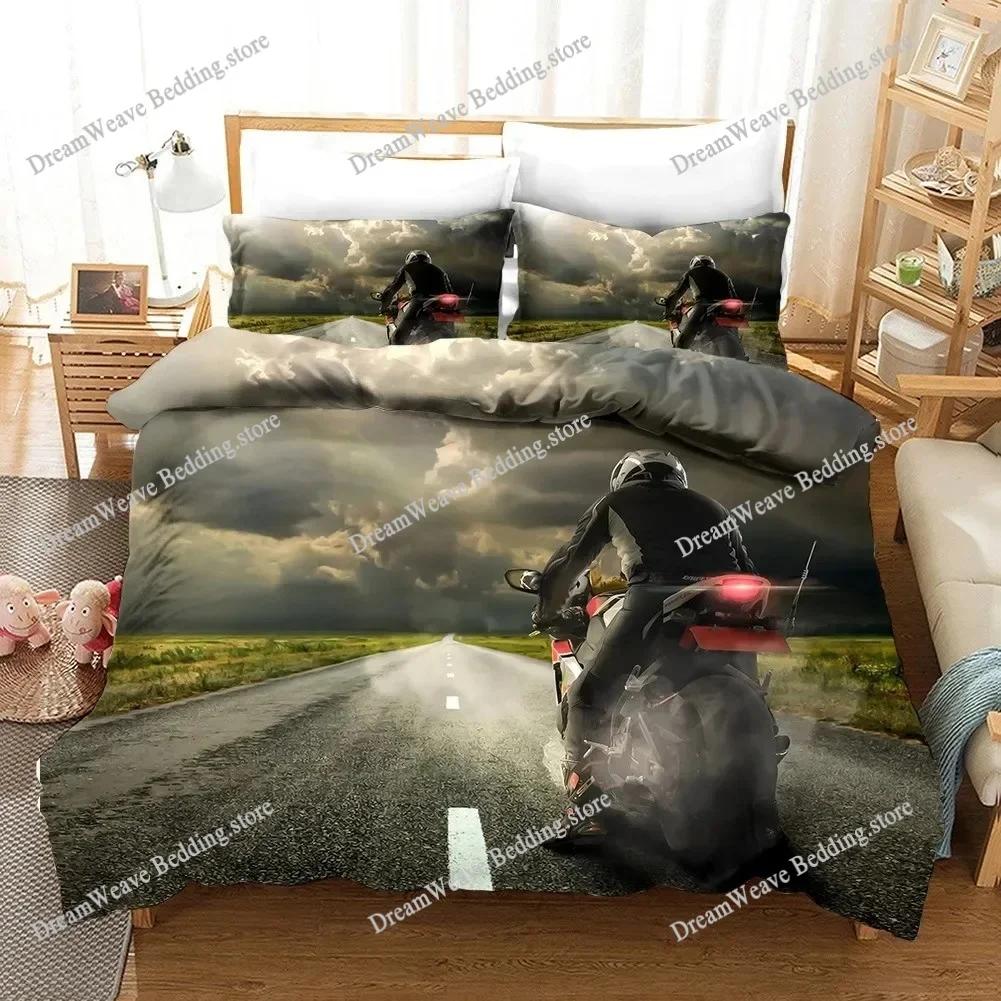 Sexy Girl Motocross Duvet Cover Extreme Sports Theme Bedding Set for Boys Teens Man Microfiber 3D Beauty Queen King Quilt Cover
