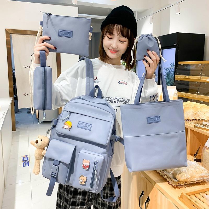 School bag female high school campus backpack large capacity canvas college student backpack female