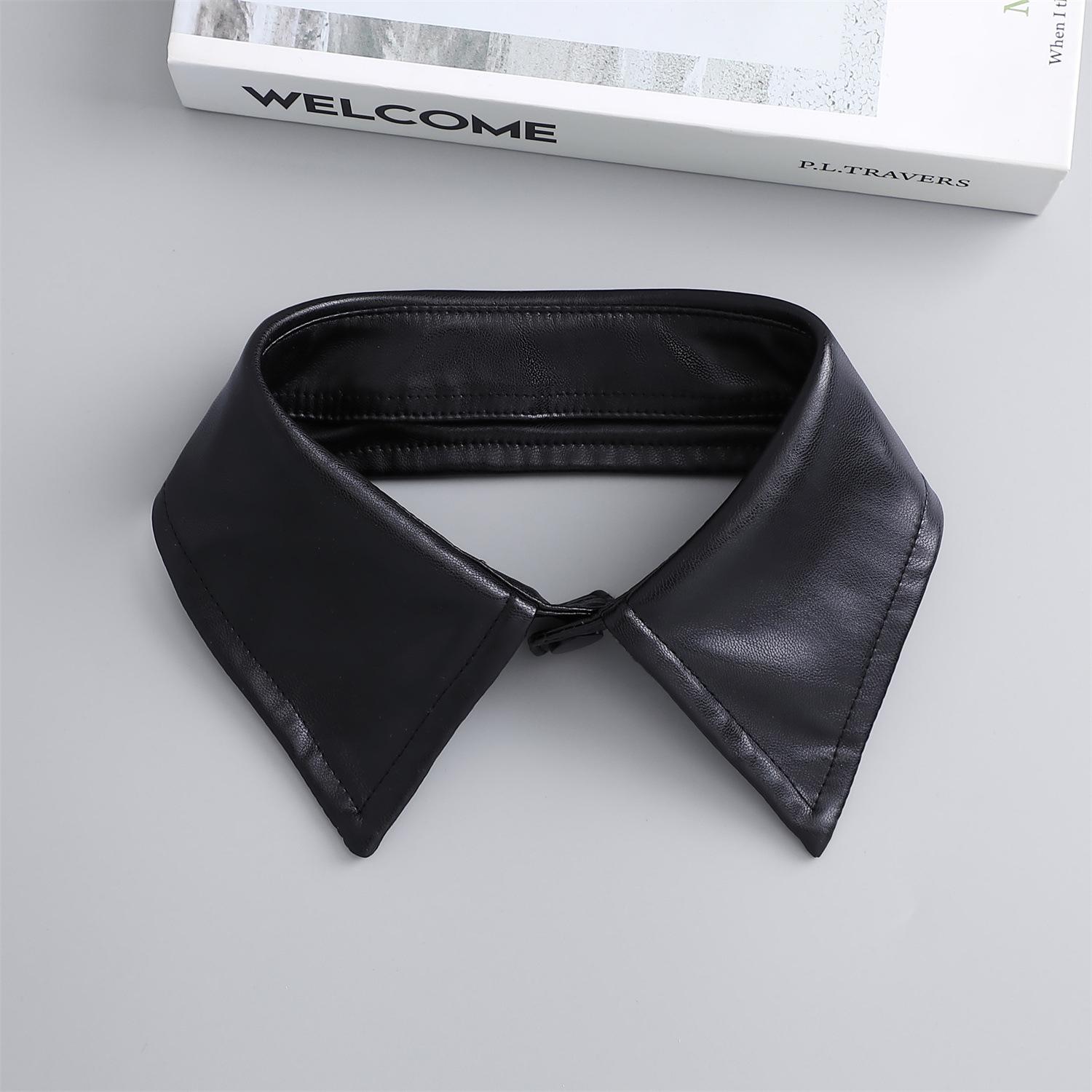 

Korean Version Pu Leather Collar Versatile Fashion Fake Collar Decoration Shirt Collar Leather Collar Children S Fake Collar чорний