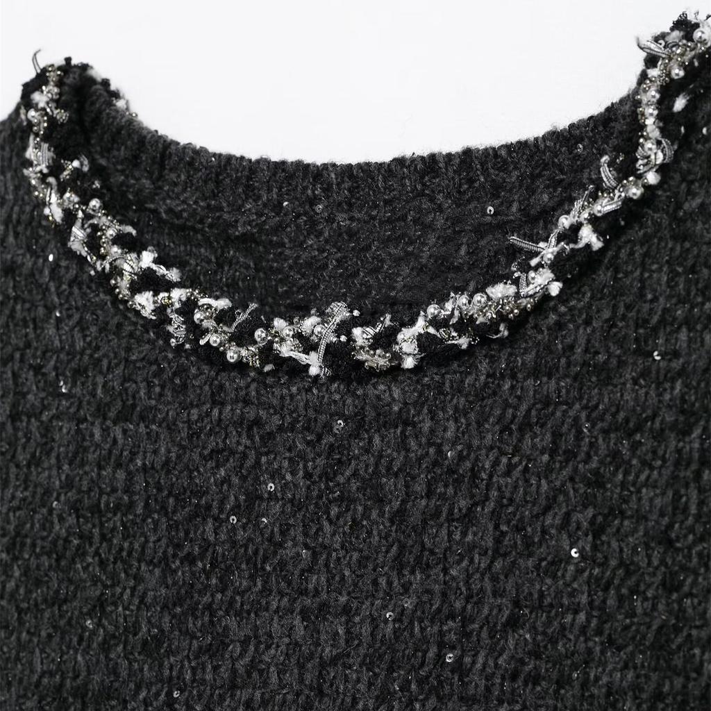 2025 Spring Women's Elegant Sequin Knit Sleeveless Short Dress
