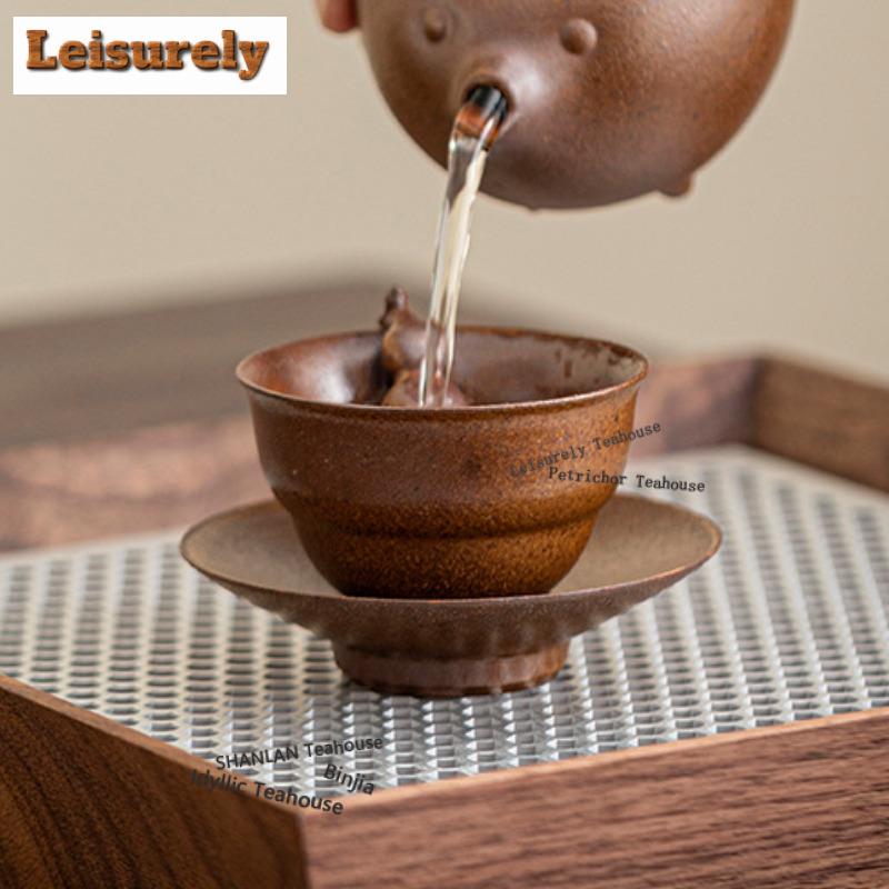 Sauce Glaze Gourd Teacup Zen Tea Bowl Single Cups Tea-tasting Meditation Cup Chazhan Master Cups Chinese Tea Set Ornaments Gift