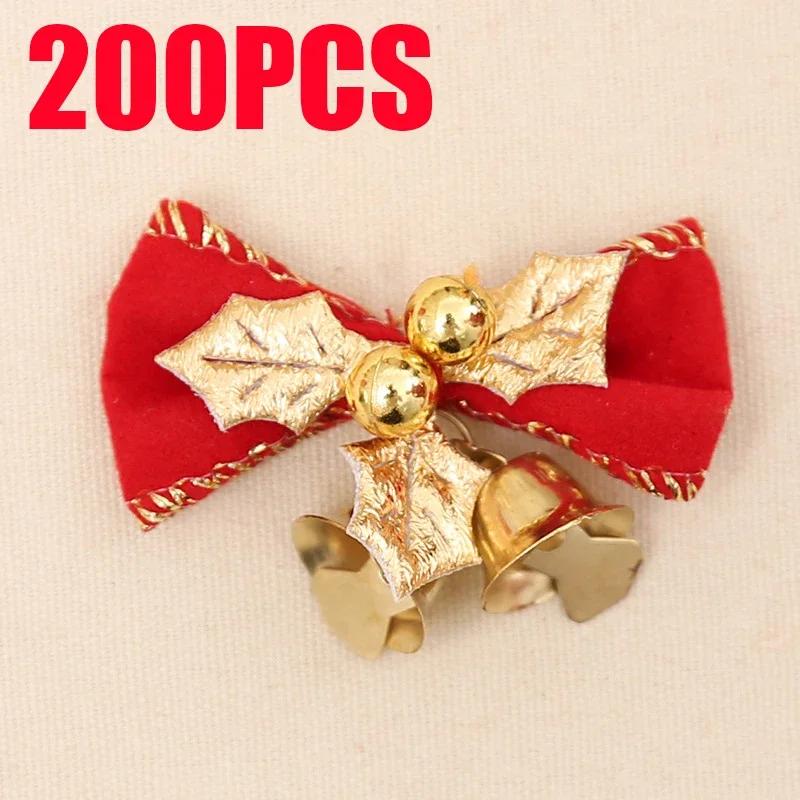 10-200pcs Christmas Decorations Christmas Bow with Bells Christmas Gift Decoration Christmas Tree Wreath Decoration Accessories
