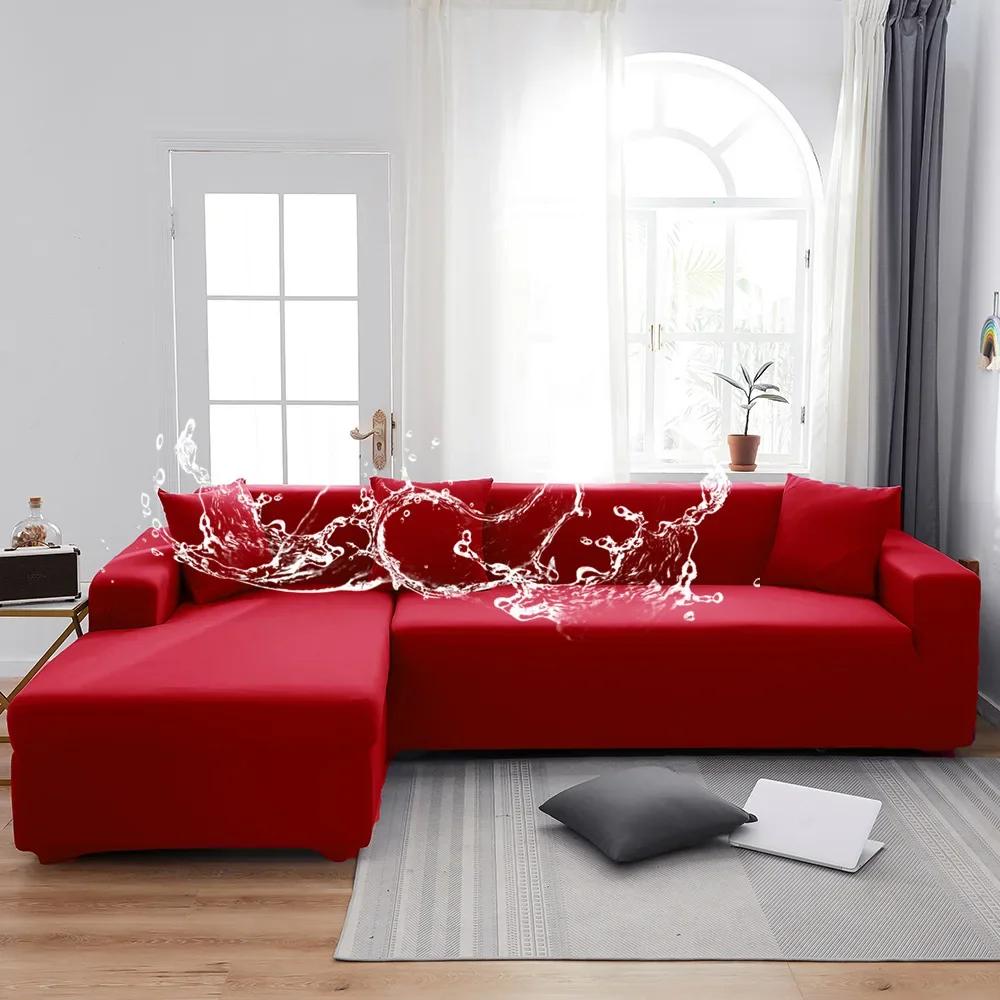 Waterproof Sofa Covers 1/2/3/4 Seats Elastic Solid Couch Cover L Shaped Sofa  Cover Protector Bench Covers