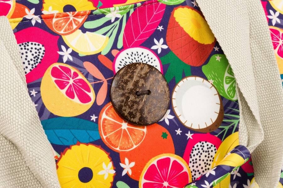 Large Women's Shopper Bag with a Fruit Motif