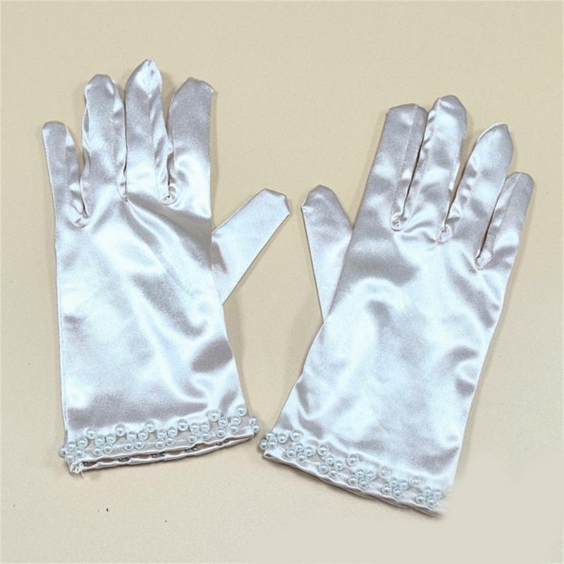 Short Gloves with Beaded Cuffs Bachelorette Party Stage Performances Handwear