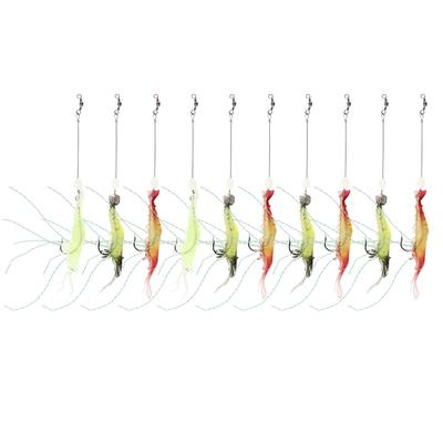 10Pcs Artificial Simulation Shrimp Shape Luminous Soft Fish Lure Bait Fishing Tackle with Hook for Sea Fresh Water