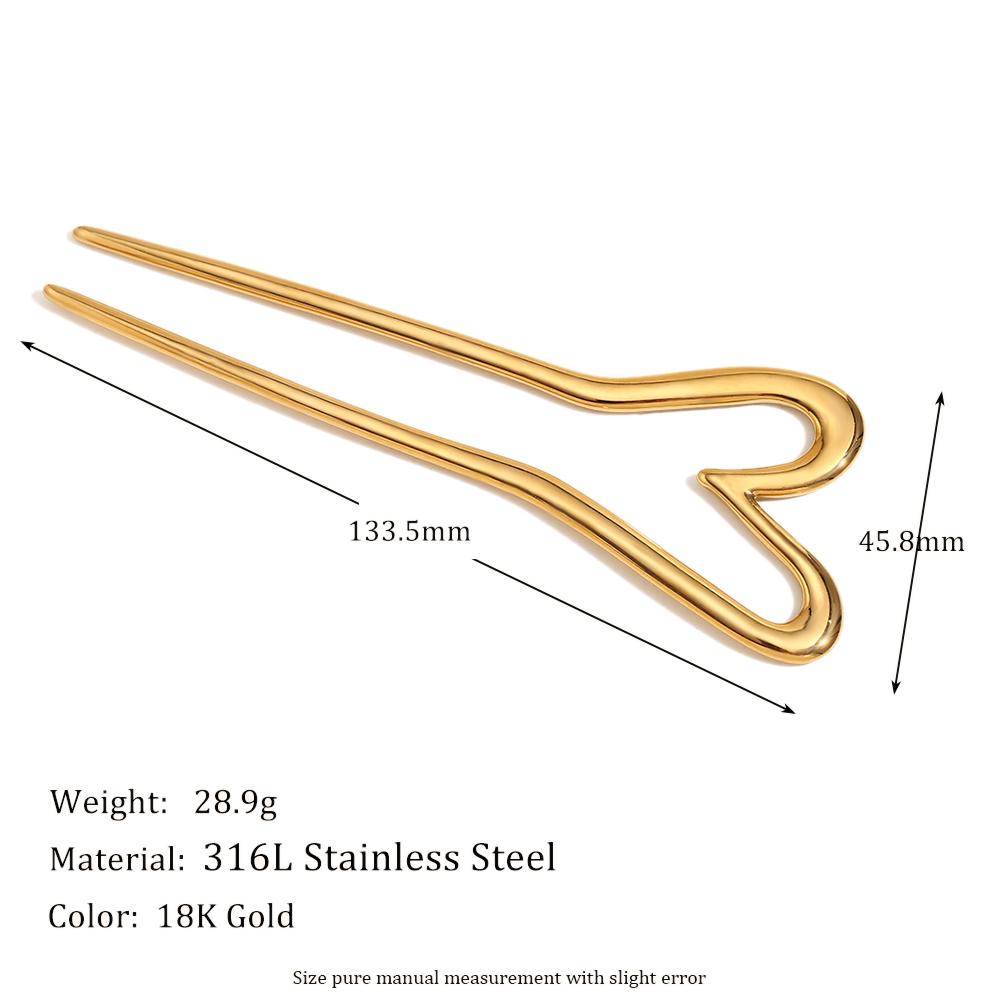 

MamacitaSlay Elegant U-shaped Heart Hair pin Waterproof 18K Gold Plated Titanium Hair accessories woman Decoration jewelry золотой