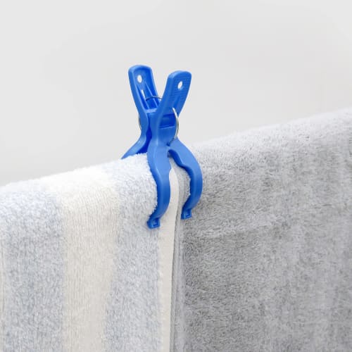 Towa Sangyo Neosul Wide Pole Clothespins, White/Blue, Approx. 4.4 X 3.4 X 9cm, Pack of 6