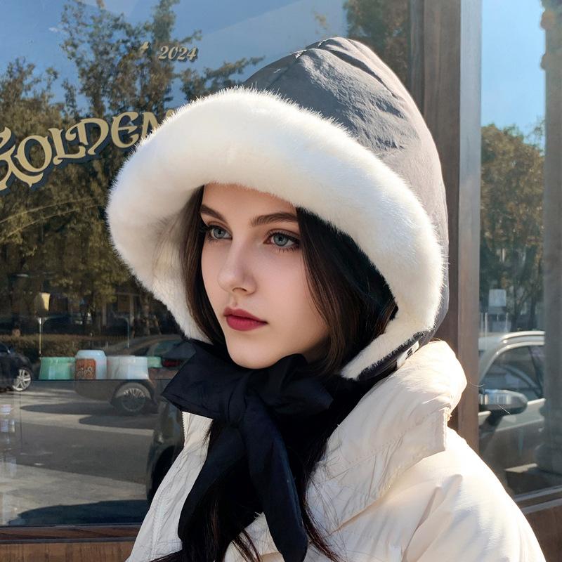 Lei Feng Hat Korean Version of Outdoor Riding Season Cold Protection and Warmth Thickened Baotou Hat Big Head Surround Bag Dual Purpose